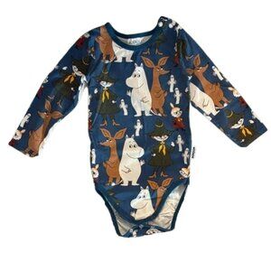 MOOMIN Blue Kids Long Sleeve Bodysuit ORGANIC COTTON MUUMI Finland
